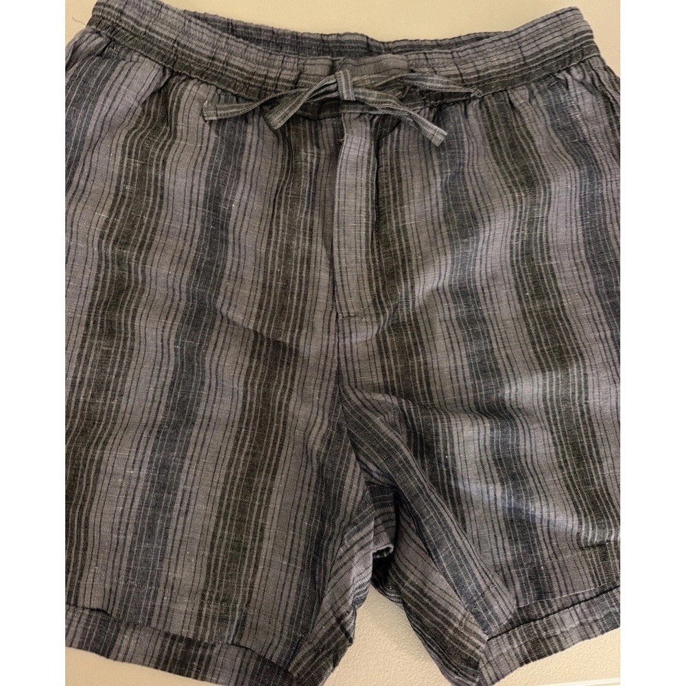 Jason Wu Men's Cotton Hemp Blend Striped Drawstring Shorts Gray Black NWT Size S